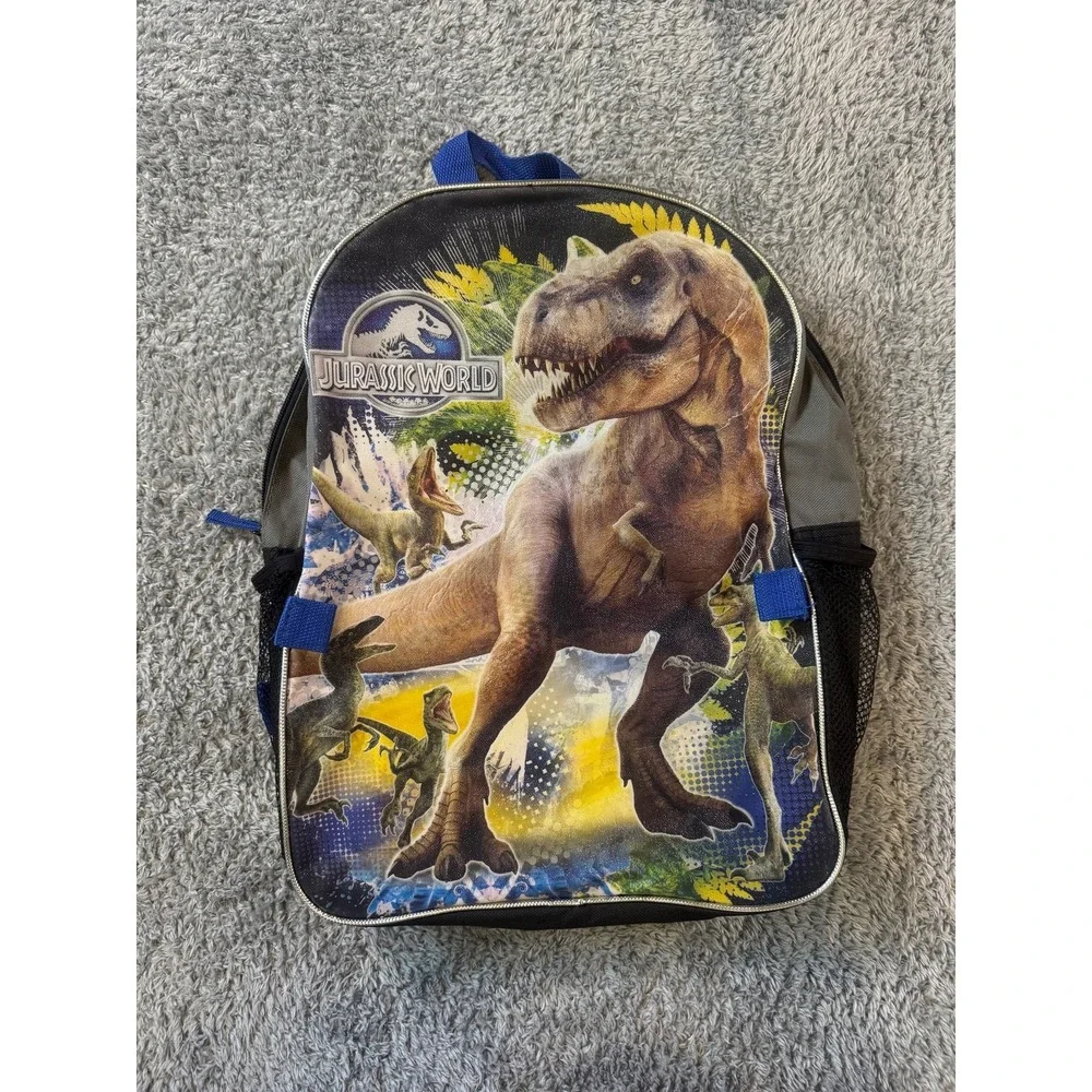 Jurassic World Backpack Kids School Bag T-Rex Dinosaur Black Blue 16 Inch